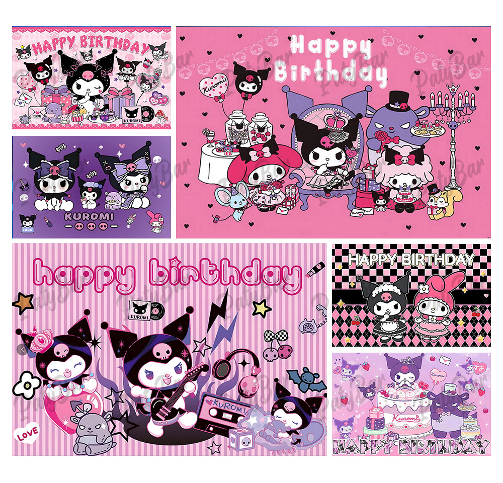 Photography Cheat Sheet - Cute Purple Pink Kuromi Backdrop Photography
