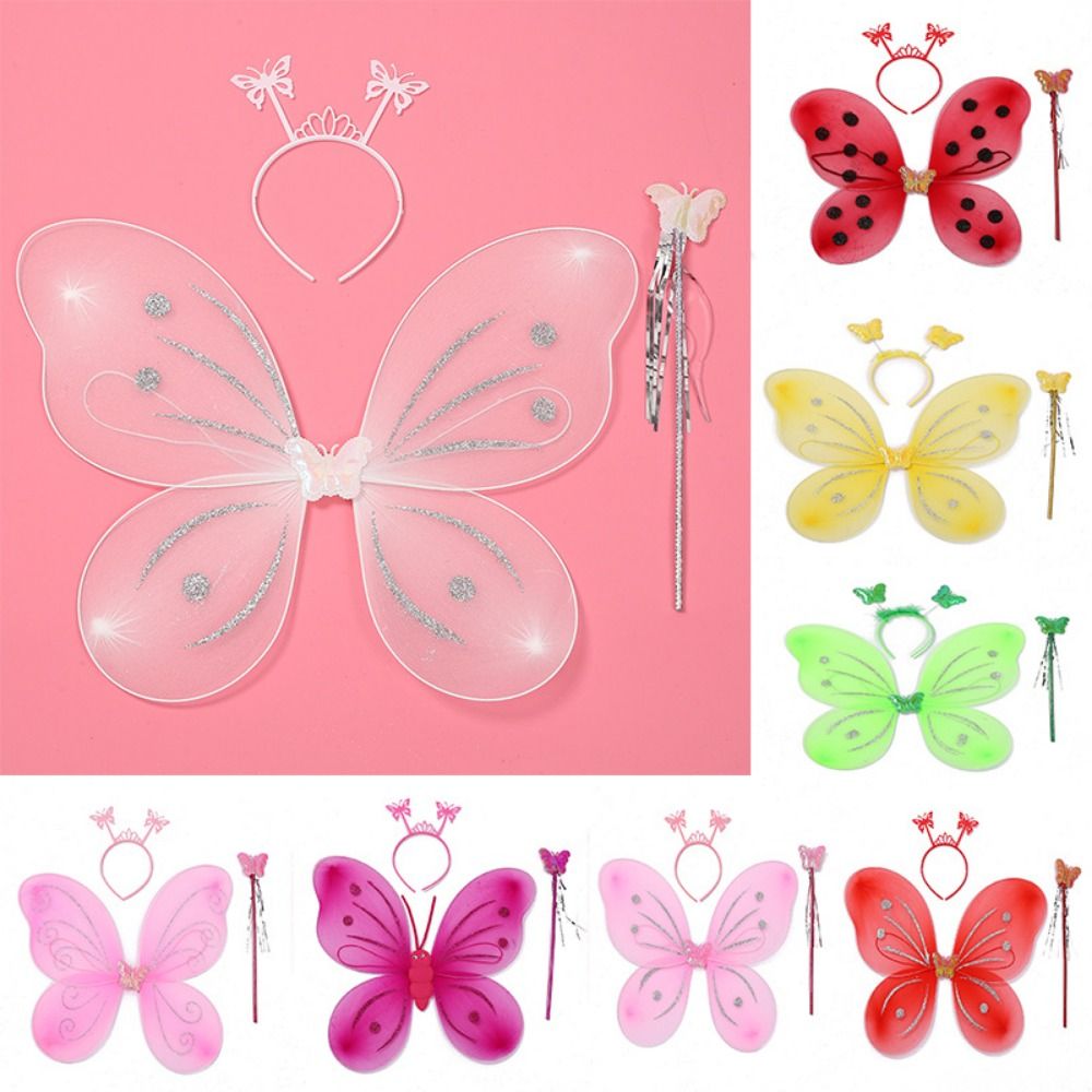 Photography Cheat Sheet - 3Pcs/Set Glitter Butterfly Fairy Wing Wand