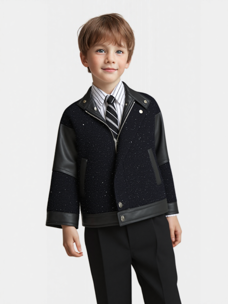 Photography Jacket - Gentleman Kids Shiny Motorcycle Pu Leather