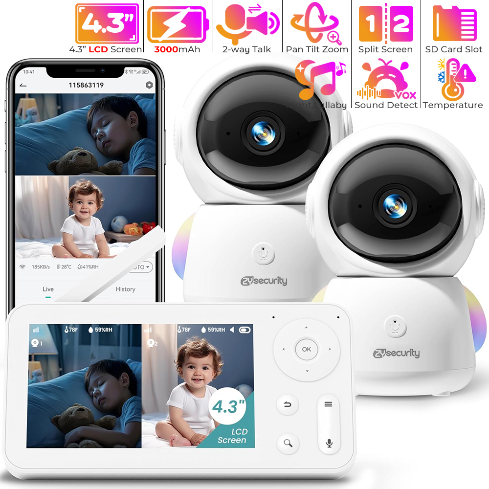 2K Baby Monitor with 2 Cameras - Photography Umbrella Lights recension och pris