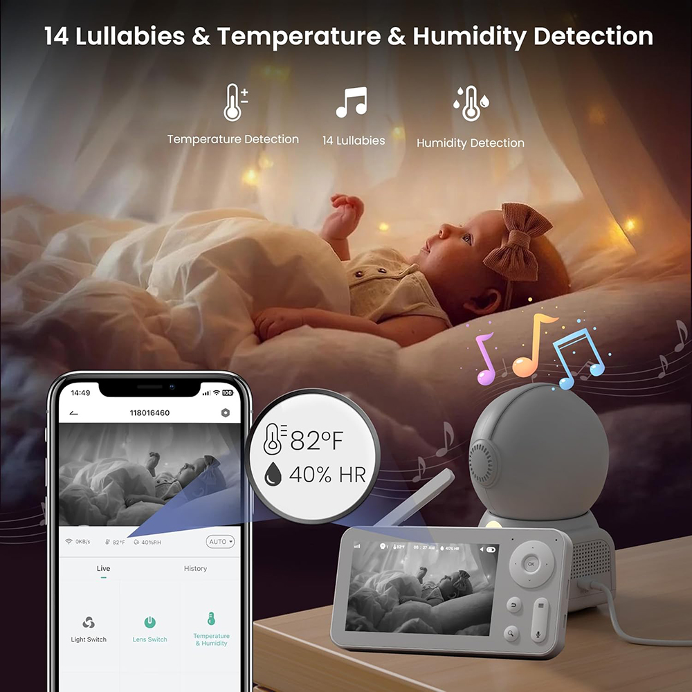 2K Baby Monitor with 2 Cameras - Photography Umbrella Lights recension och pris